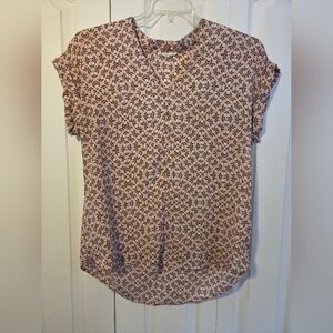 Pleione Pink and Cream Geometric Blouse